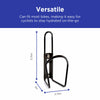 Single water bottle holder for bike. Stand alone on white background with measurements.