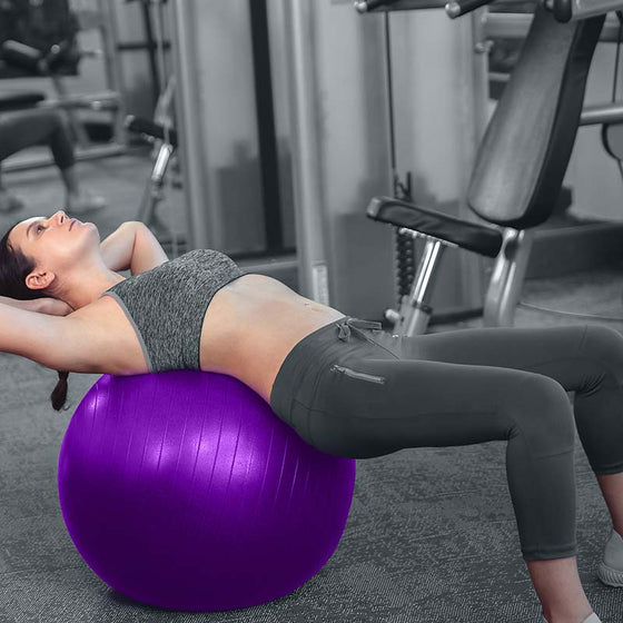 An exercise ball, also known as a stability ball, used for fitness, stretching, and core exercises.