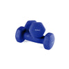 2 lbs. X 2. Blue Neoprene covered, non-slip dumbbells. Perfect for lightweight exercises like aerobic and therapy. White background.