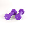 2 lbs. X 2. Purple Neoprene covered, non-slip dumbbells. Perfect for lightweight exercises like aerobic and therapy. Comes in a variety of colours.