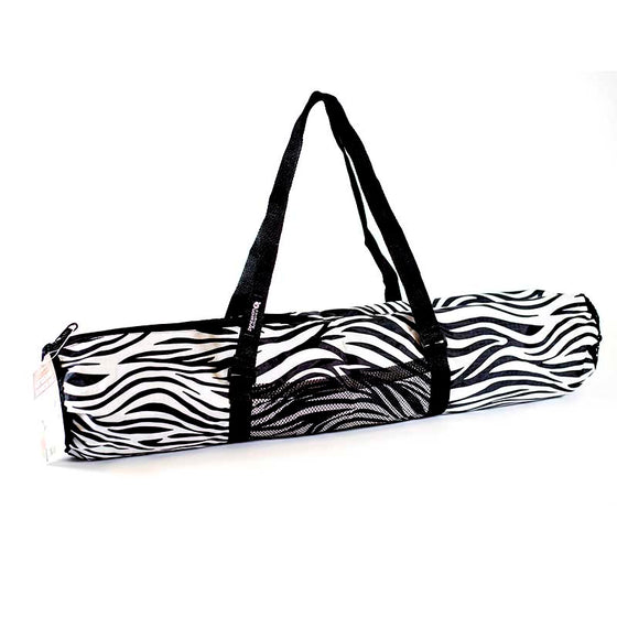 Zebra print design. Hot yoga mat bag. With side vents to cool down and dry yoga mat. Side mesh pocket to keep your towel dry after use. Fits most yoga mats.