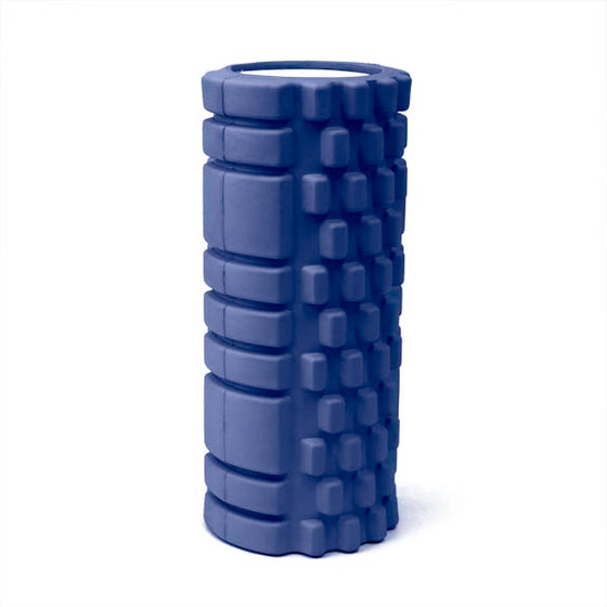 13 inches navy blue textured foam roller. Easy to carry to gym. Good for warm ups or cool downs after a strenuous workout. Instantly relieves sore muscles. Compact and lightweight.