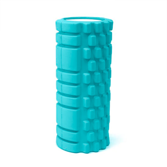 13 inches teal textured foam roller. Easy to carry to gym. Good for warm ups or cool downs after a strenuous workout. Instantly relieves sore muscles. Compact and lightweight.