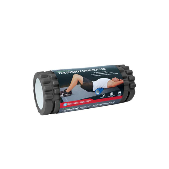 13 inches black textured foam roller. Easy to carry to gym. Good for warm ups or cool downs after a strenuous workout. Instantly relieves sore muscles. Compact and lightweight.